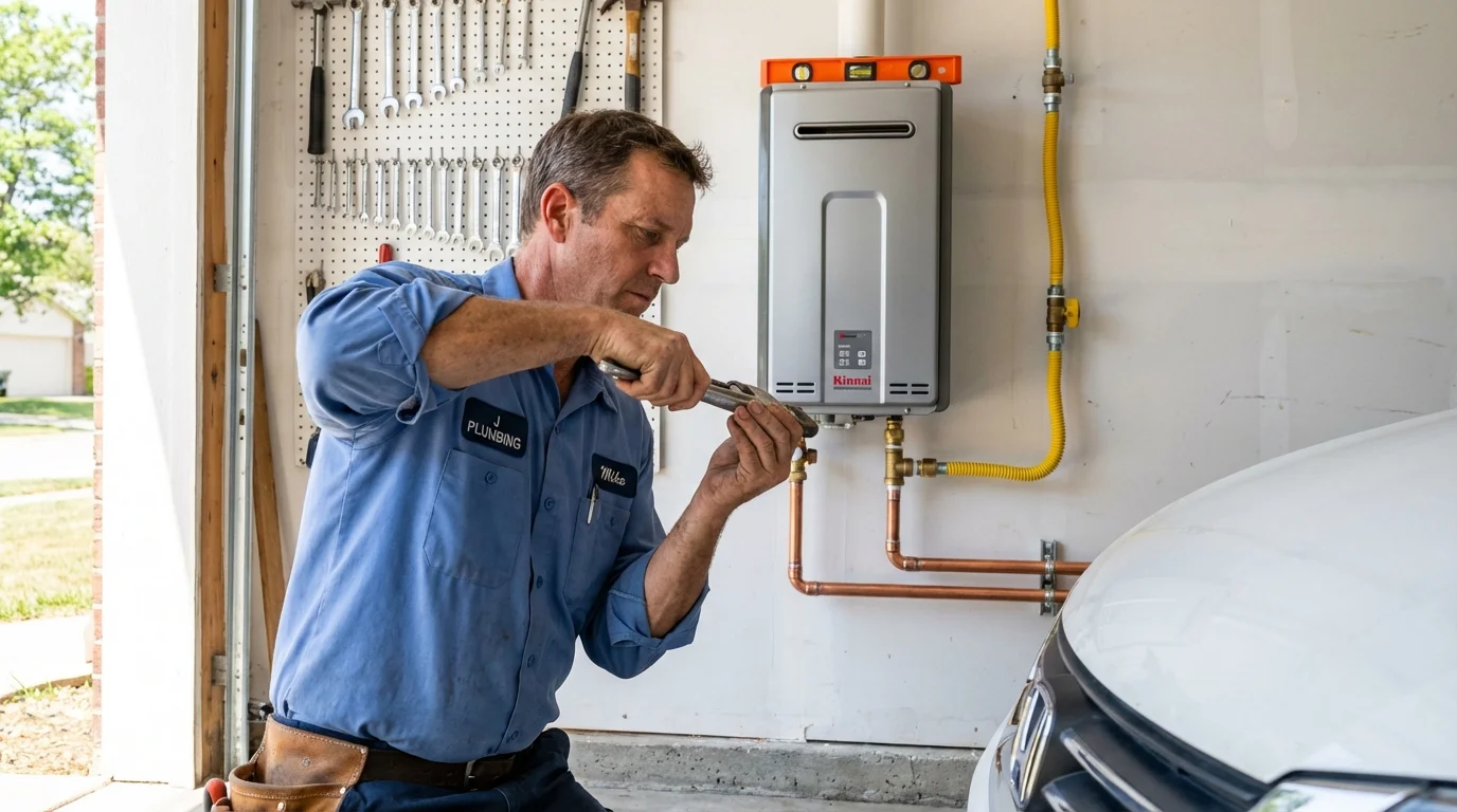 Tankless water heater installation by a Johns Plumbing LLC plumber in Columbia City